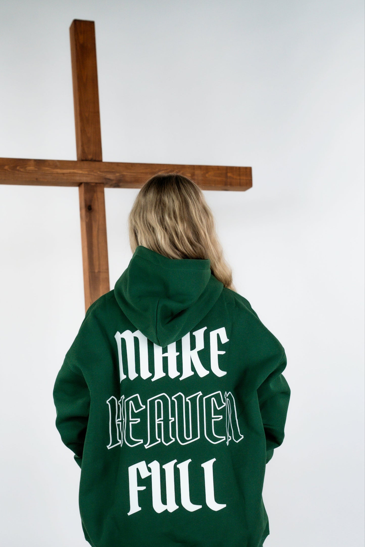 'MAKE HEAVEN FULL' HOODIE - FOREST GREEN