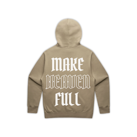 'MAKE HEAVEN FULL' HOODIE - DEEP TAN