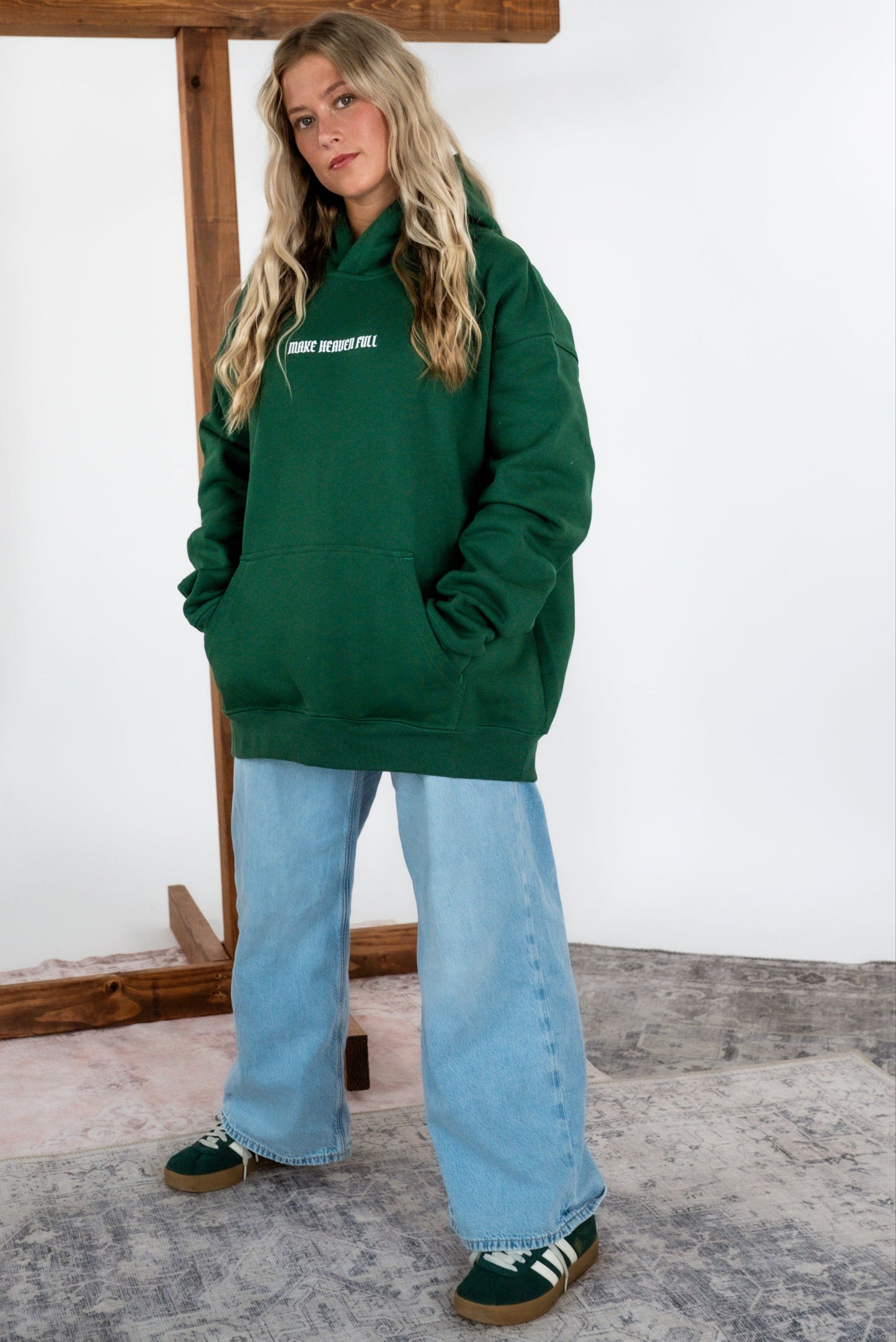 'MAKE HEAVEN FULL' HOODIE - FOREST GREEN